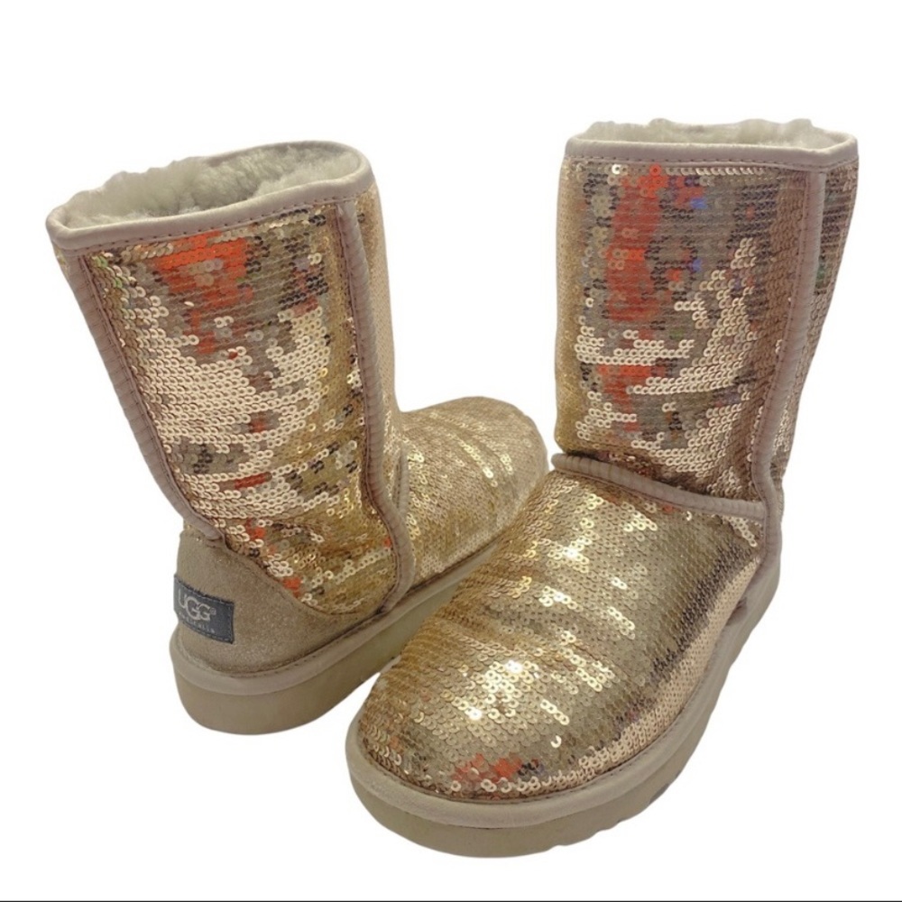 UGG Women's Gold Sequin Classic Short Boots
